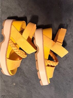 Sorel Yellow Braided-Strap Platform Sandals for Women